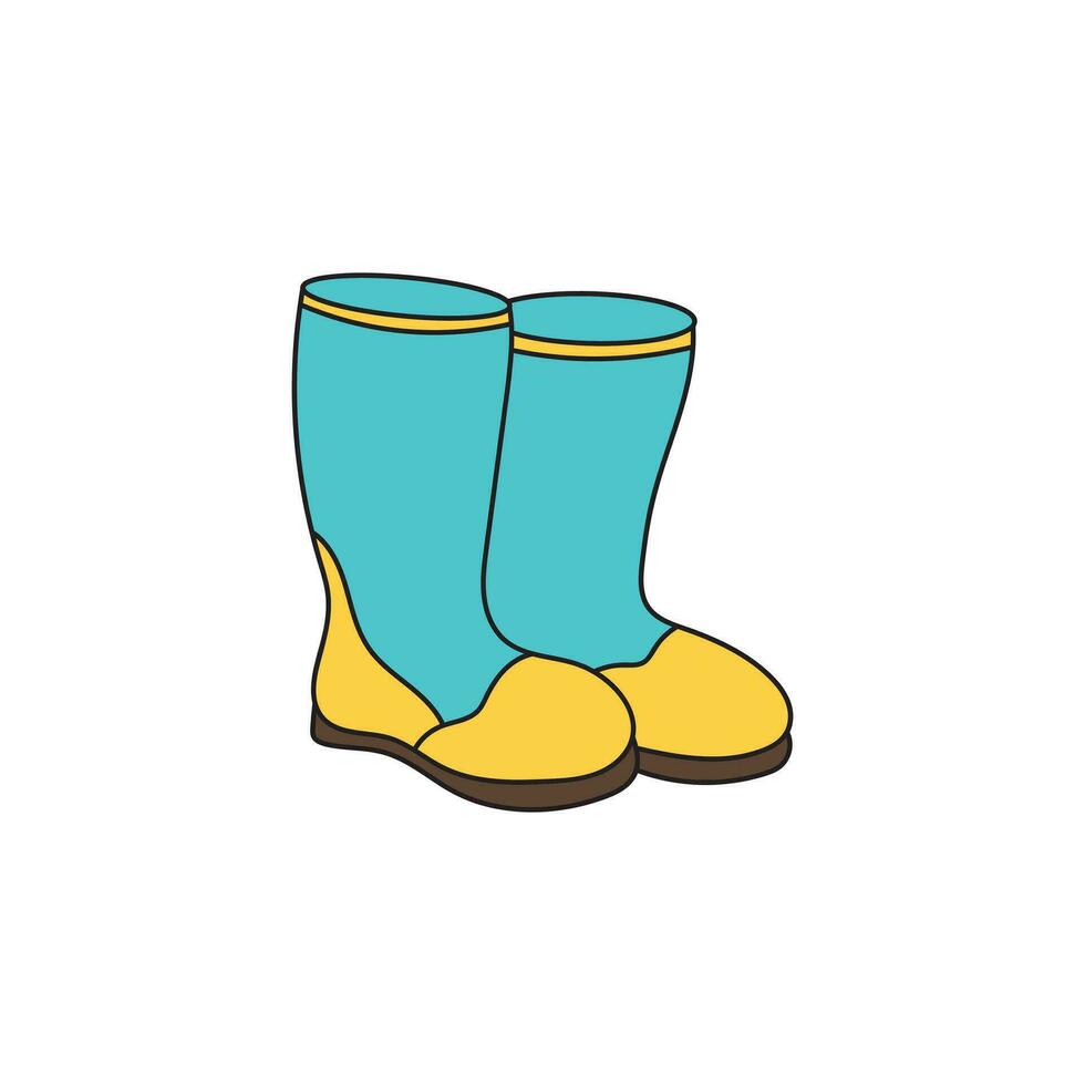 Kids drawing Cartoon Vector illustration childrens rubber boots icon Isolated on White Background