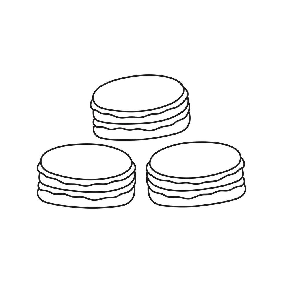 Hand drawn Kids drawing Cartoon Vector illustration macaroons in three flavors icon Isolated on White Background