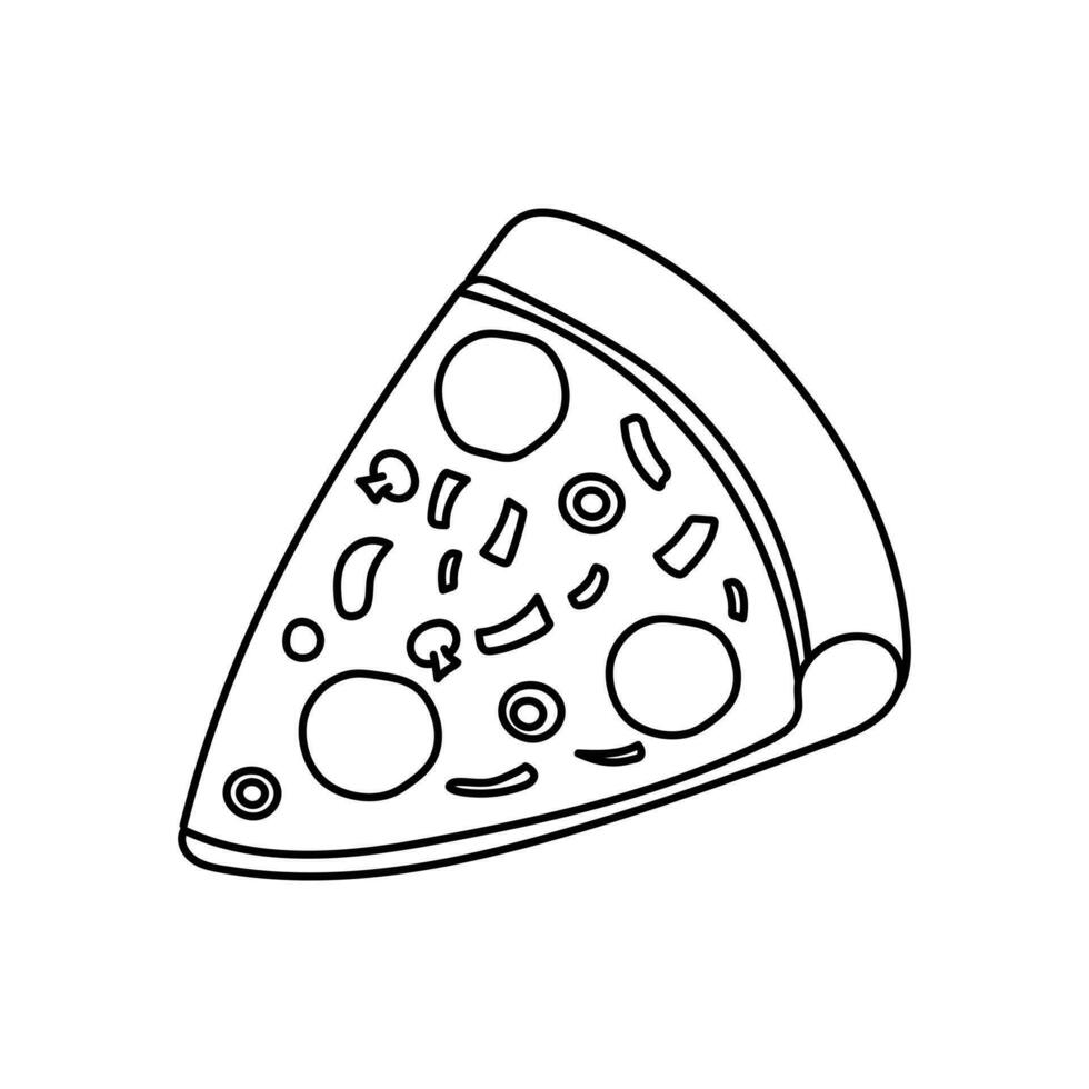 Hand drawn Kids drawing Cartoon Vector illustration pizza icon Isolated on White Background