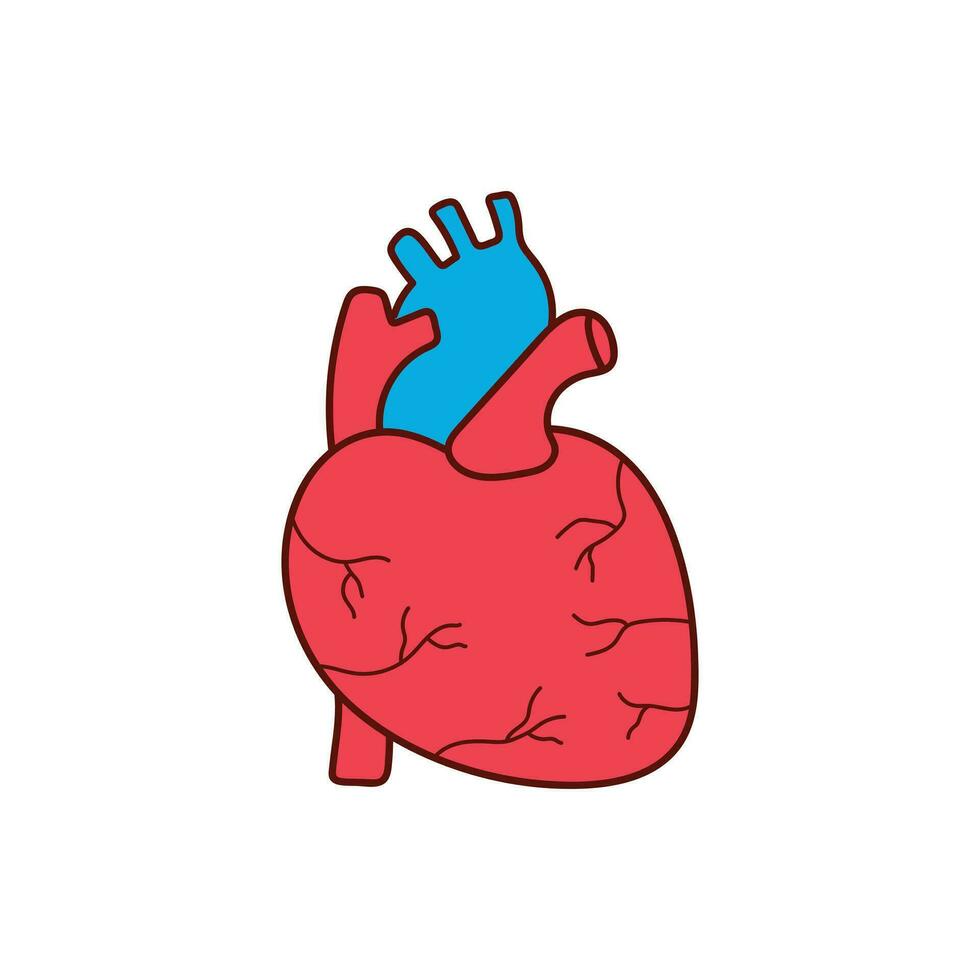 Kids drawing Cartoon Vector illustration heart icon Isolated on White Background