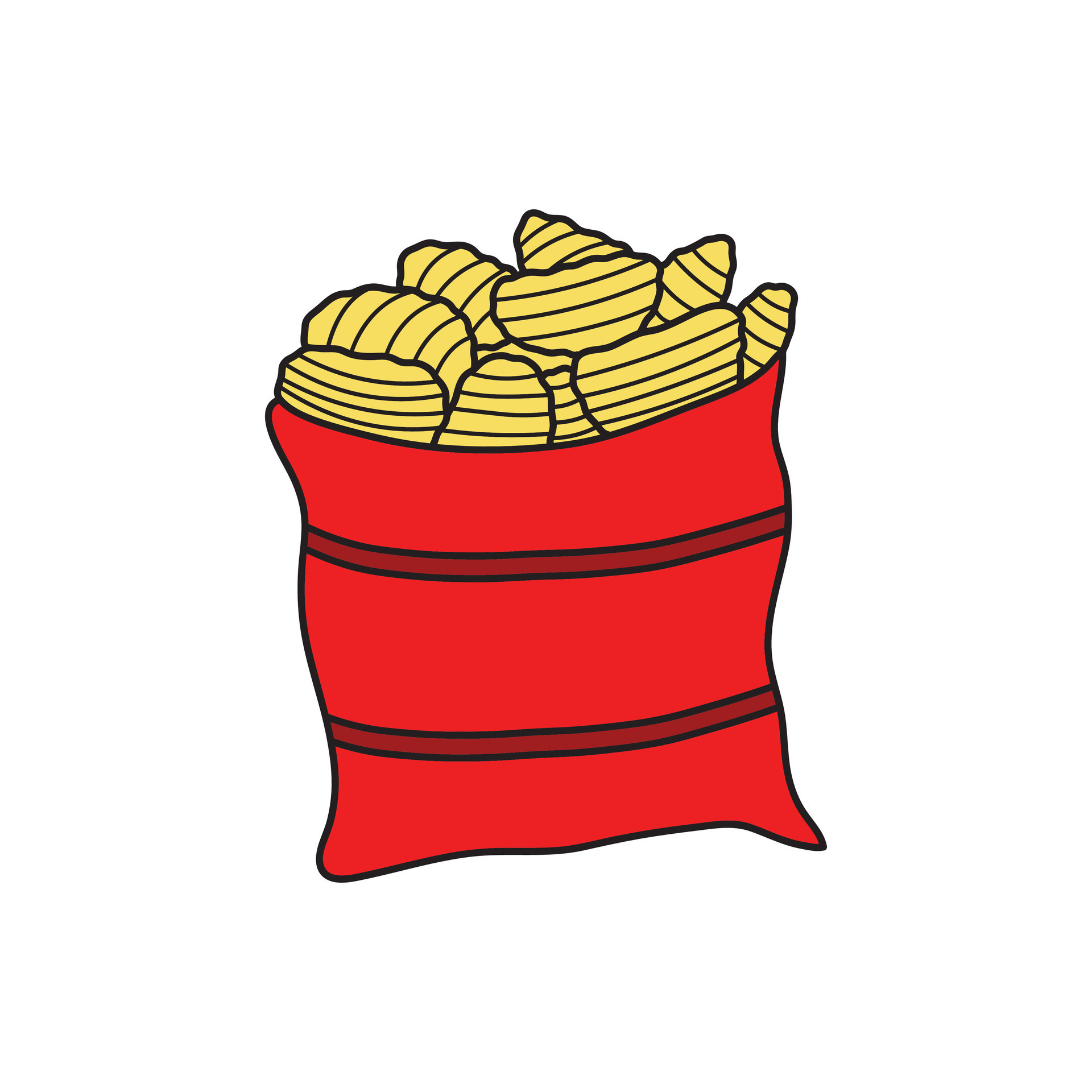 Hand drawn Kids drawing Cartoon Vector illustration chips pack icon