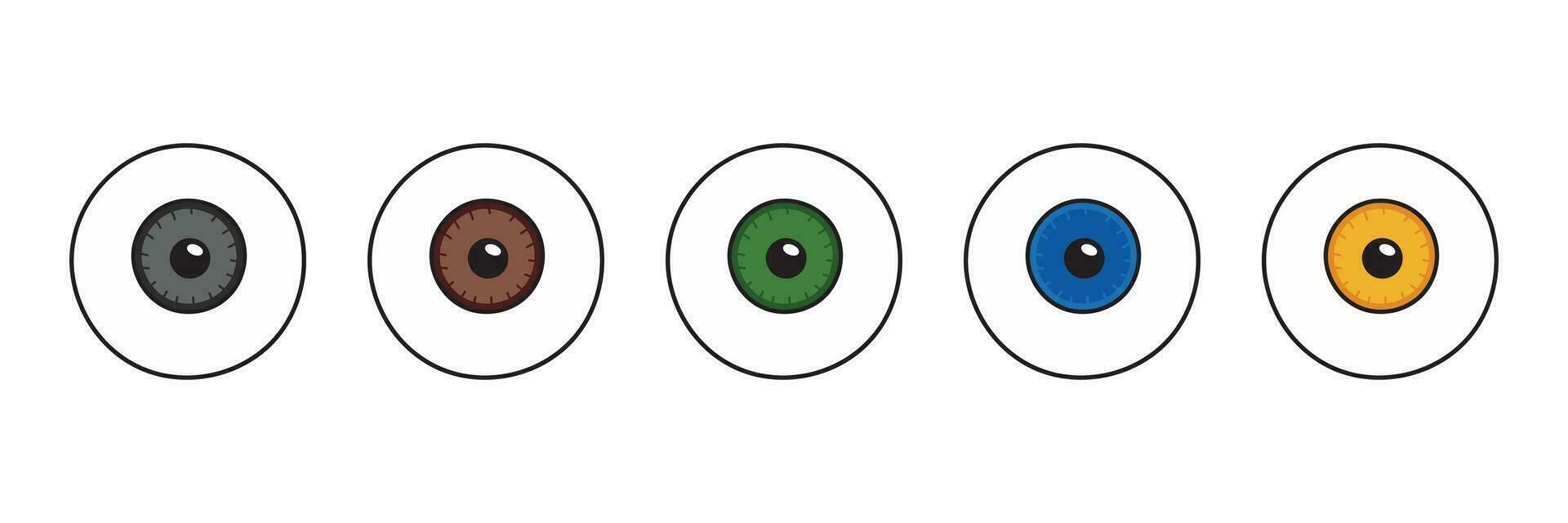 Hand drawn Kids drawing Cartoon Vector illustration Different eye colors human icon Isolated on White Background