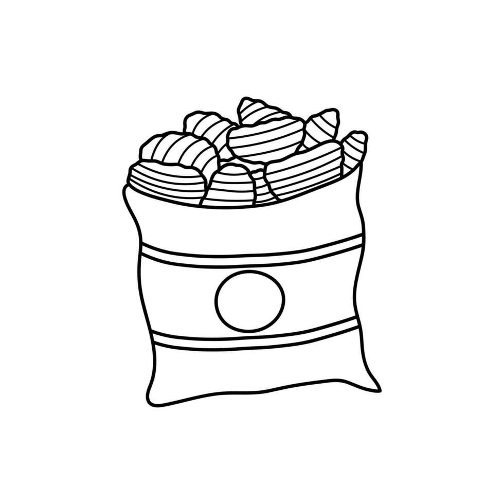 mano dibujado niños dibujo dibujos animados vector ilustración papas fritas paquete icono aislado en blanco antecedentes