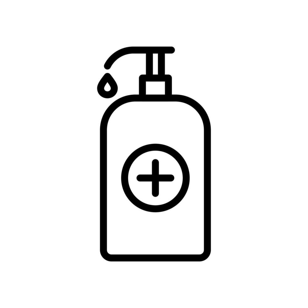 Hand wash bottle, liquid soap handwash icon in line style design isolated on white background. Editable stroke. vector