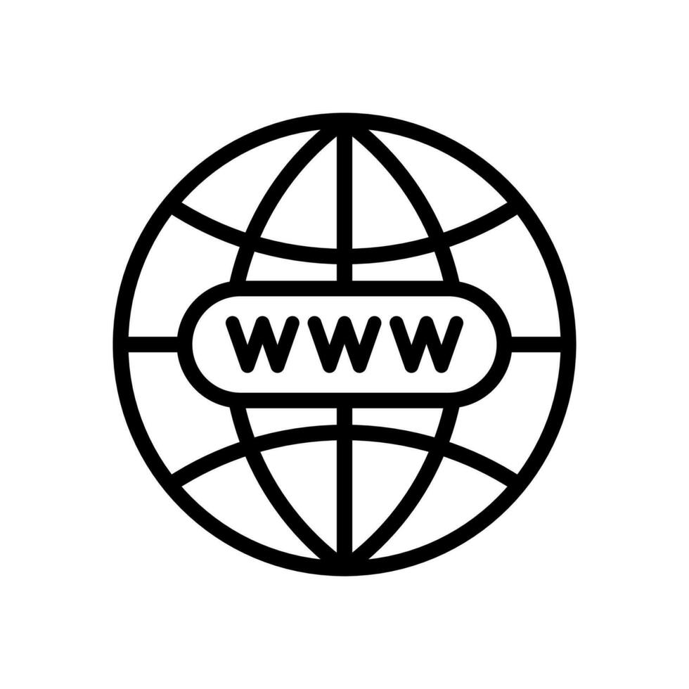 Internet globe, WWW, world wide web, go to web concept icon in line style design isolated on white background. Editable stroke. vector