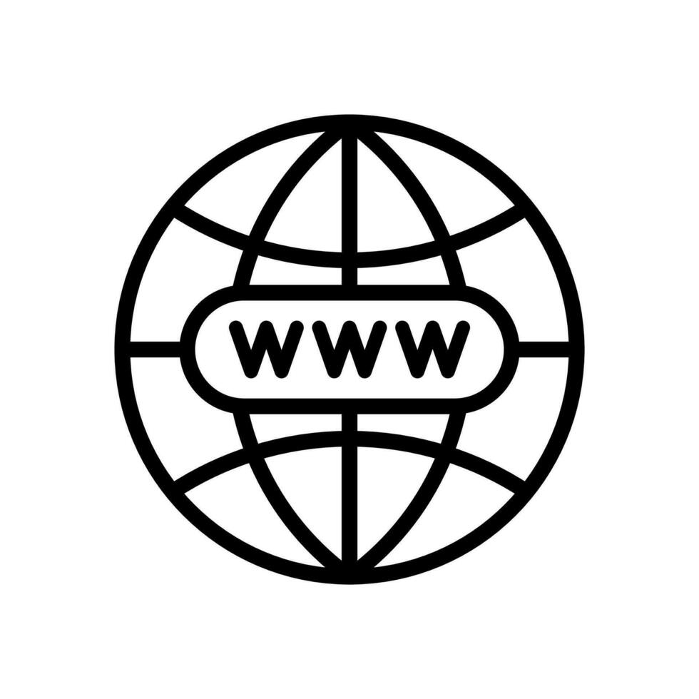 Internet globe, WWW, world wide web, go to web concept icon in line style design isolated on white background. Editable stroke. vector