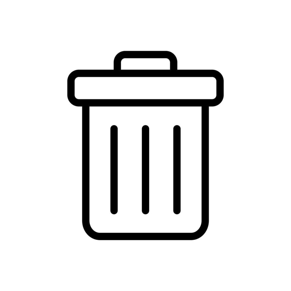 Trash can, delete sign icon in line style design isolated on white background. Editable stroke. vector