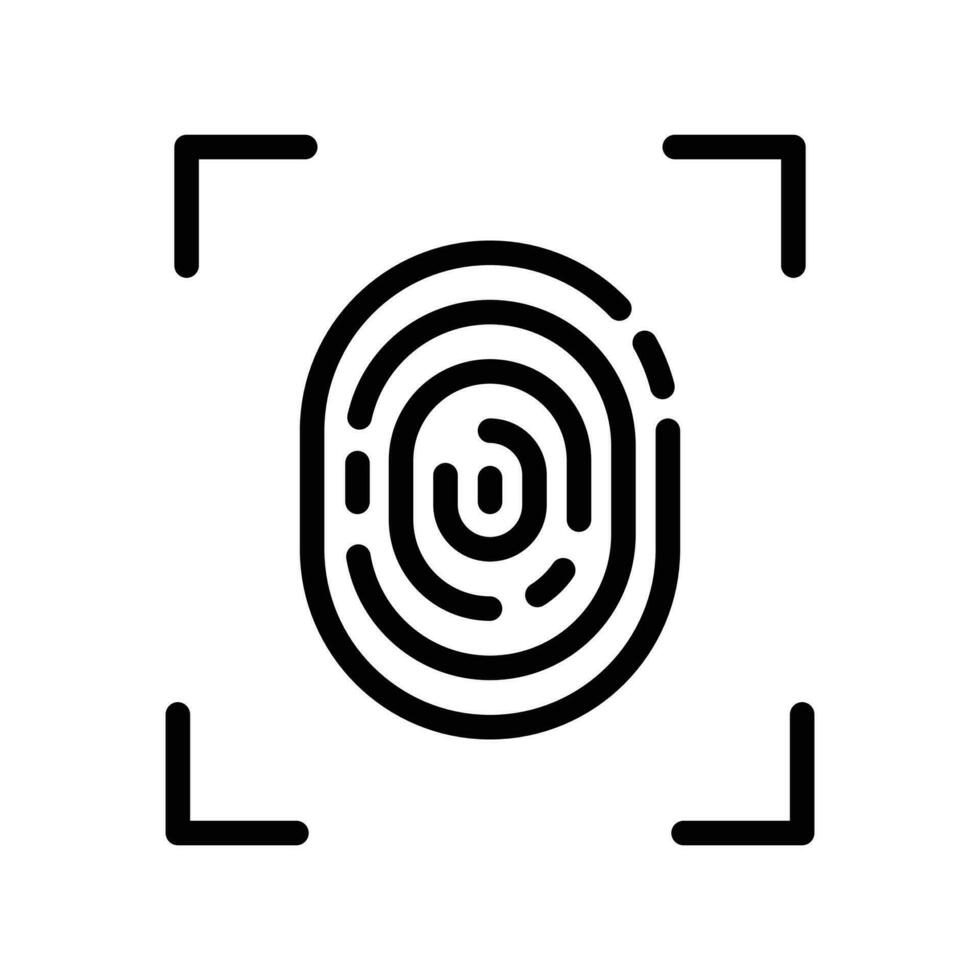 Fingerprint scan, touch id icon in line style design isolated on white background. Cyber security concept. Editable stroke. vector