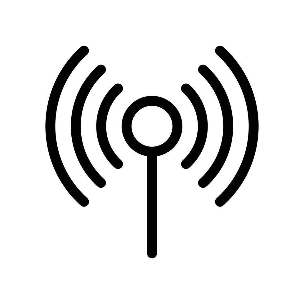 Radio, hotspot signals, antenna icon in line style design isolated on white background. Editable stroke. vector