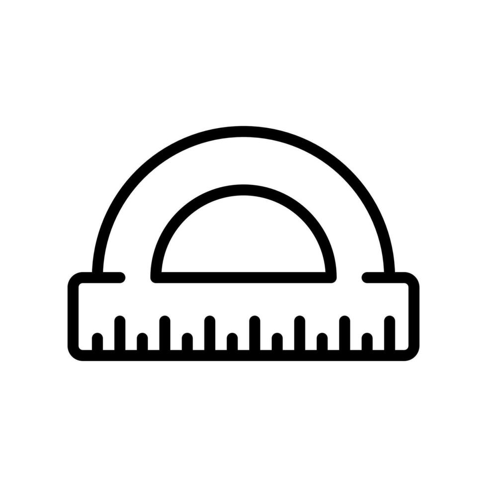 Protractor, semicircle ruler, half circle ruler icon in line style design isolated on white background. Editable stroke. vector