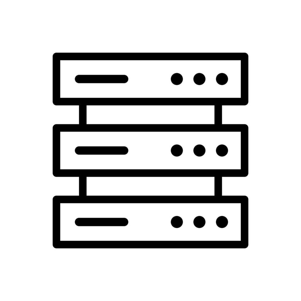 Server, database icon in line style design isolated on white background. Editable stroke. vector