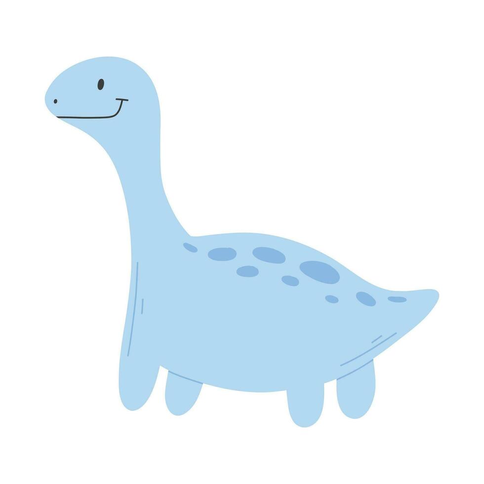 Cute dinosaur in cartoon scandinavian style. Vector illustration for a children's room. Hand drawn dino isolated on white background. Dino character.
