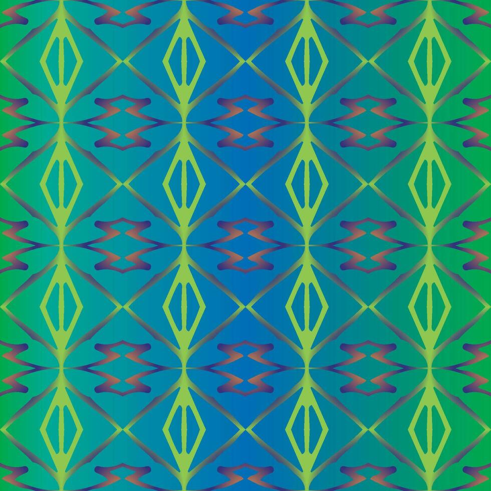Seamless pattern in folk style for fabric and textiles. Blue green color tones vector