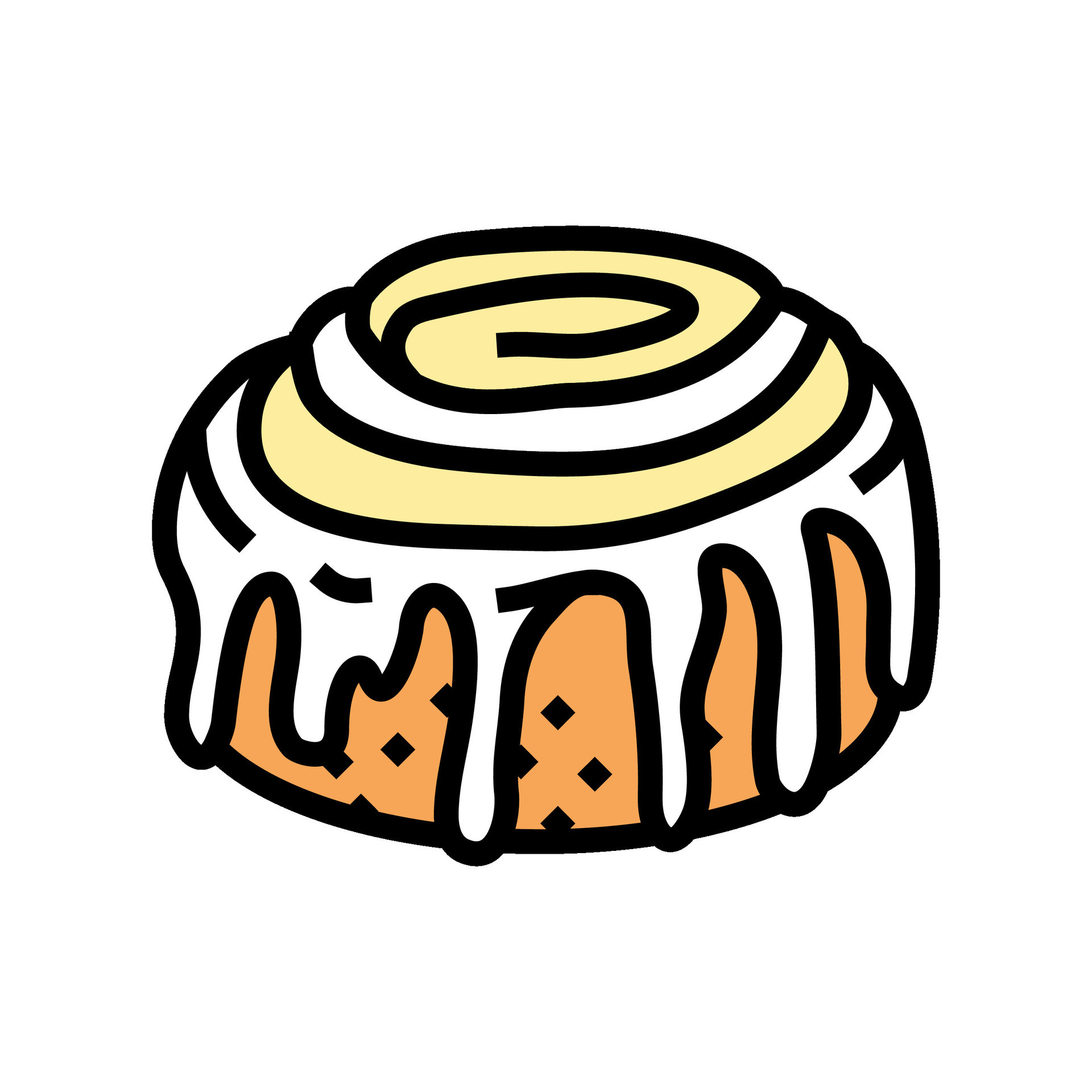 Drawing Set of Cinnamon Roll Stickers for Cafe, Menu, Bakery.Cinnamon Bun  with Raisins, Icing, Toppings, Pecan Nut Stock Vector - Illustration of  icon, food: 221587111