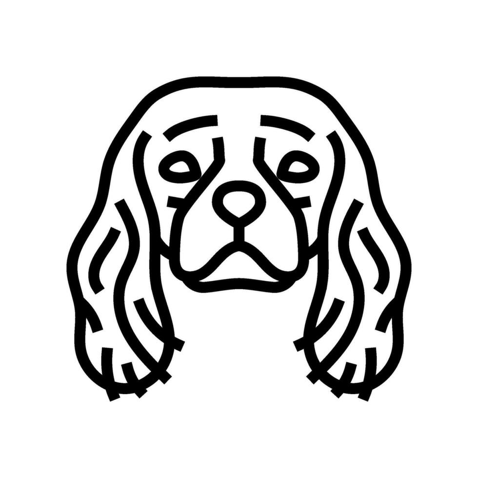 caballero Rey Charles spaniel perro perrito mascota línea icono vector ilustración