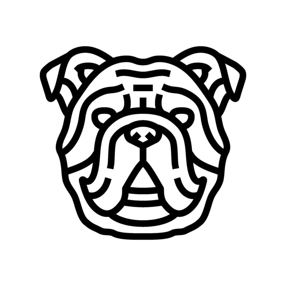 buldog perro perrito mascota línea icono vector ilustración