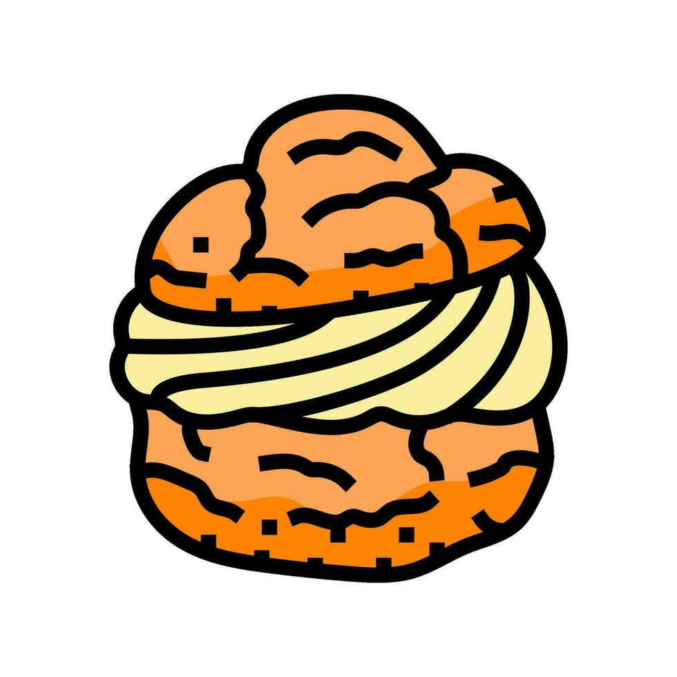 vanilla cream puff food snack color icon vector illustration