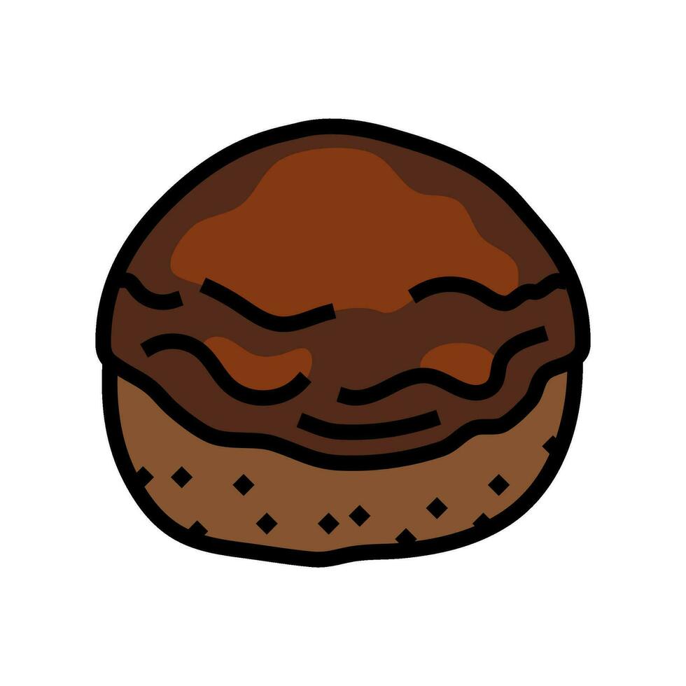 chocolate bun food meal color icon vector illustration