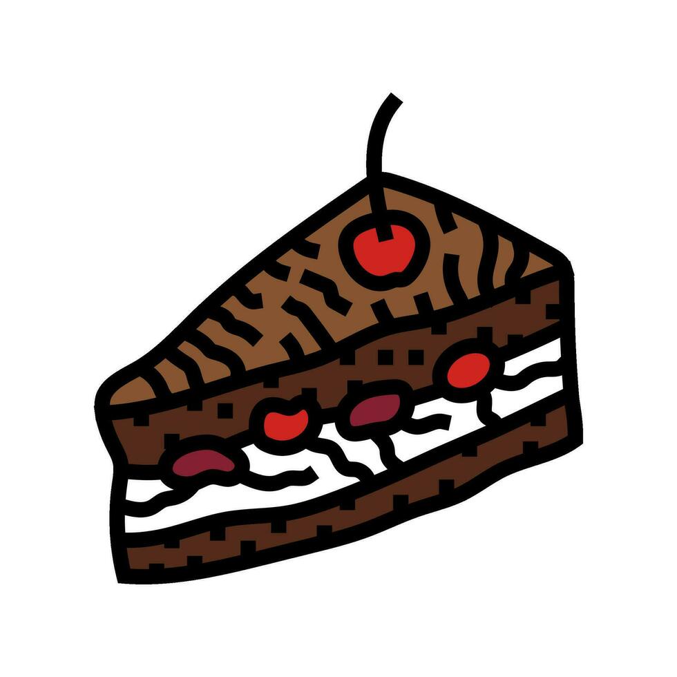 negro bosque pastel rebanada comida bocadillo color icono vector ilustración
