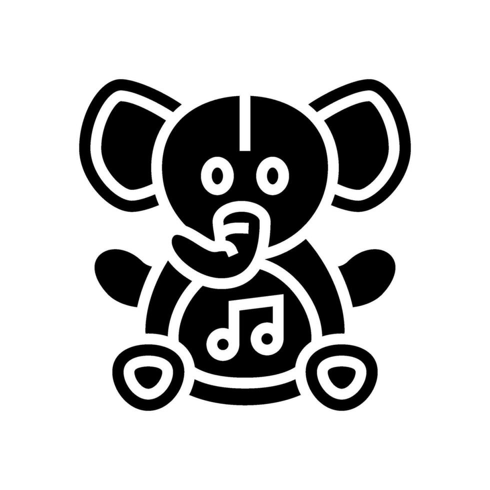musical stuffed animal toy baby glyph icon vector illustration