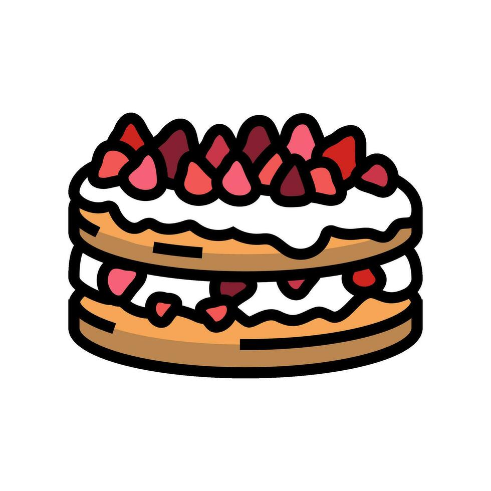 strawberry shortcake sweet food color icon vector illustration