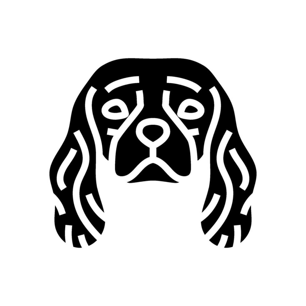 caballero Rey Charles spaniel perro perrito mascota glifo icono vector ilustración