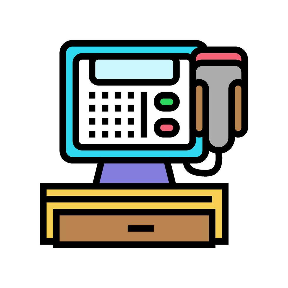 play money cash register toy baby color icon vector illustration