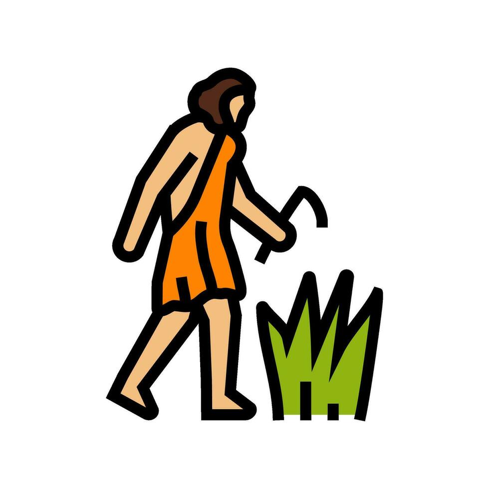 agricultural revolution human evolution color icon vector illustration