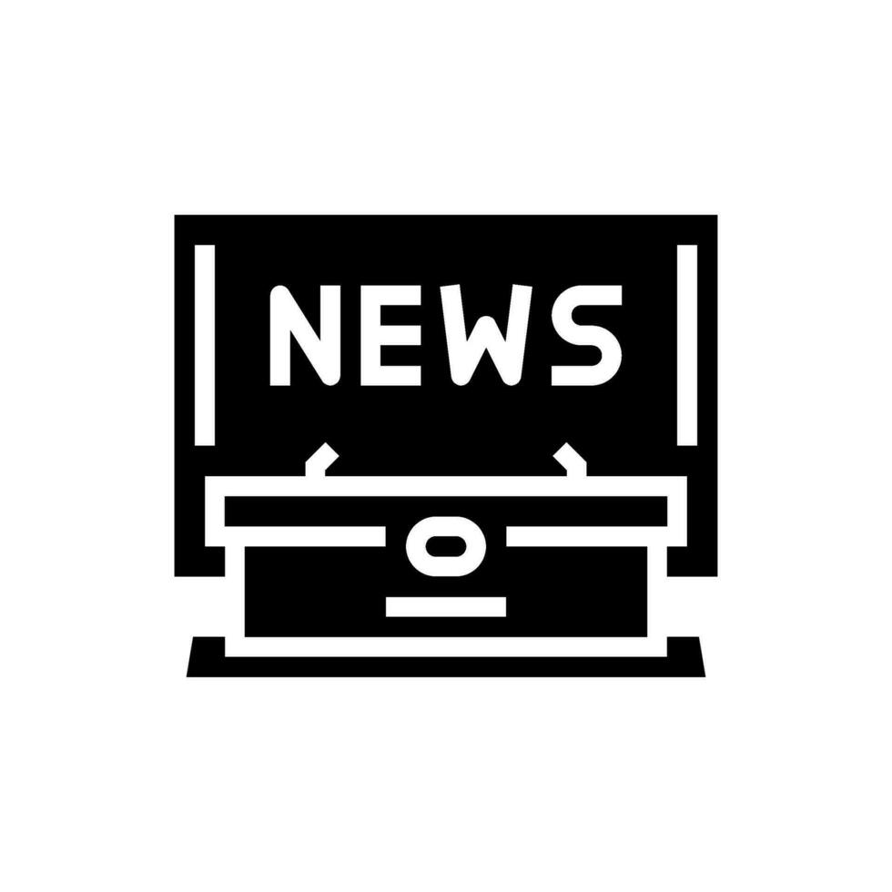 news anchor desk media glyph icon vector illustration