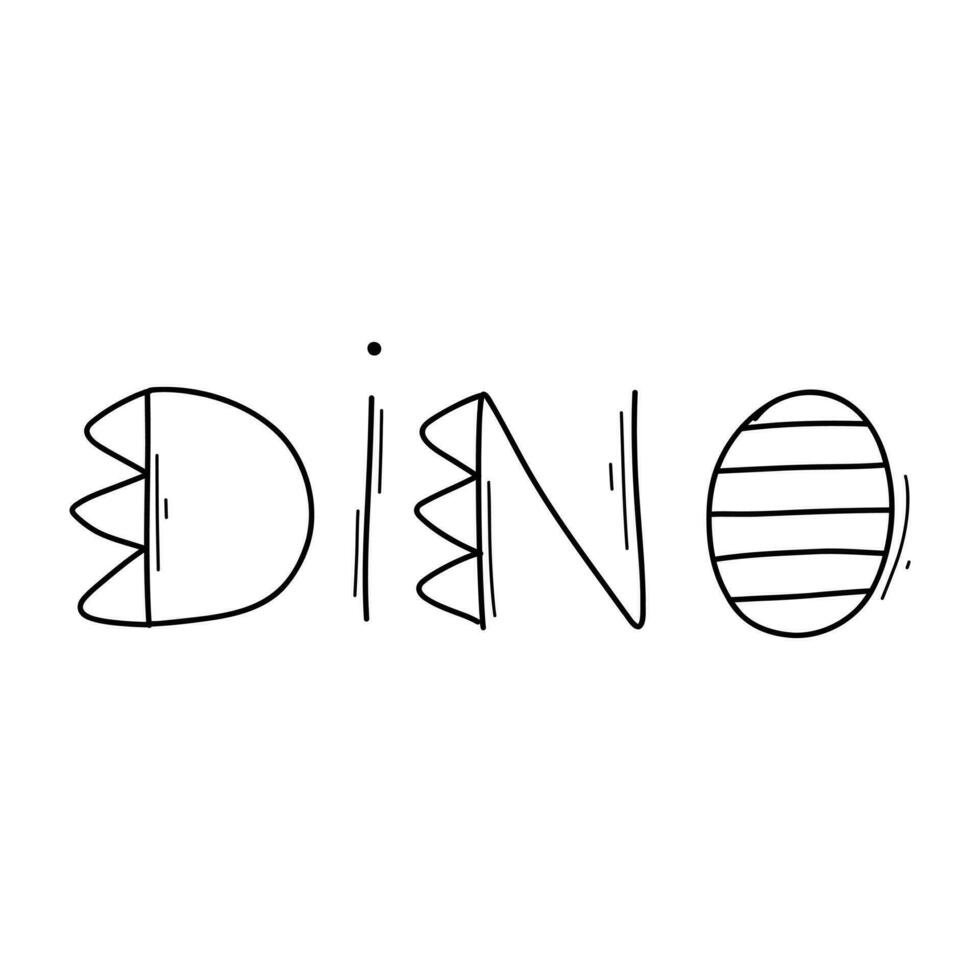 niños letras dino en garabatear estilo. vector ilustración. bebé letras aislado en blanco antecedentes.