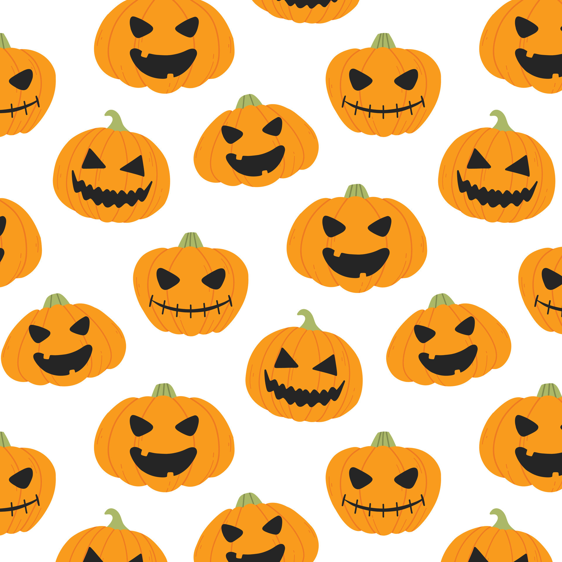 Seamless pattern with Halloween pumpkins. Vector illustration. Flat