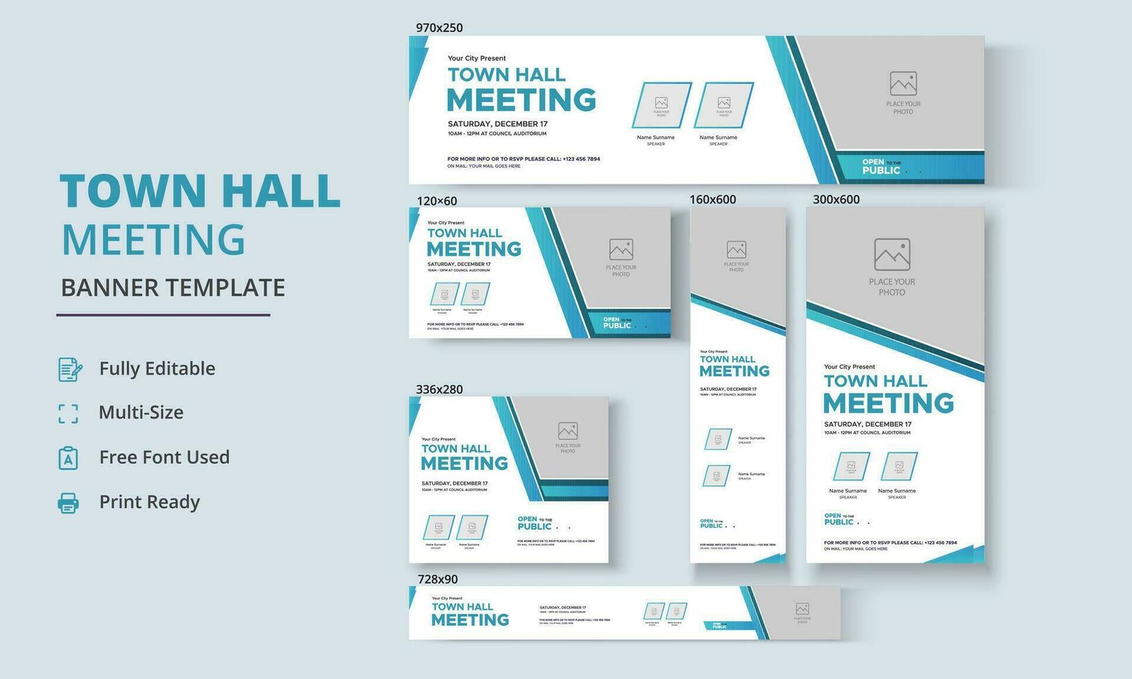 Town Hall Meeting Banner Templates, City Hall Banner and Poster vector