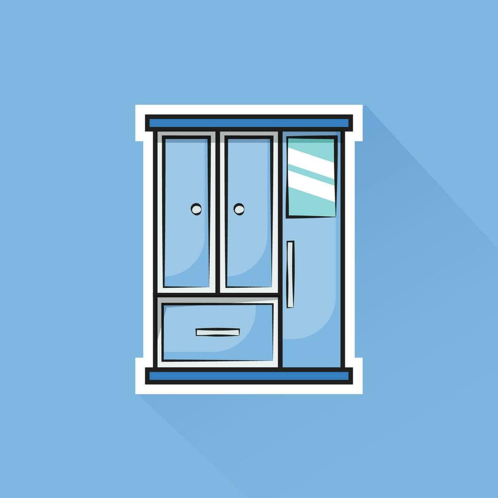 Illustration Vector of Blue Cupboard in Flat Design