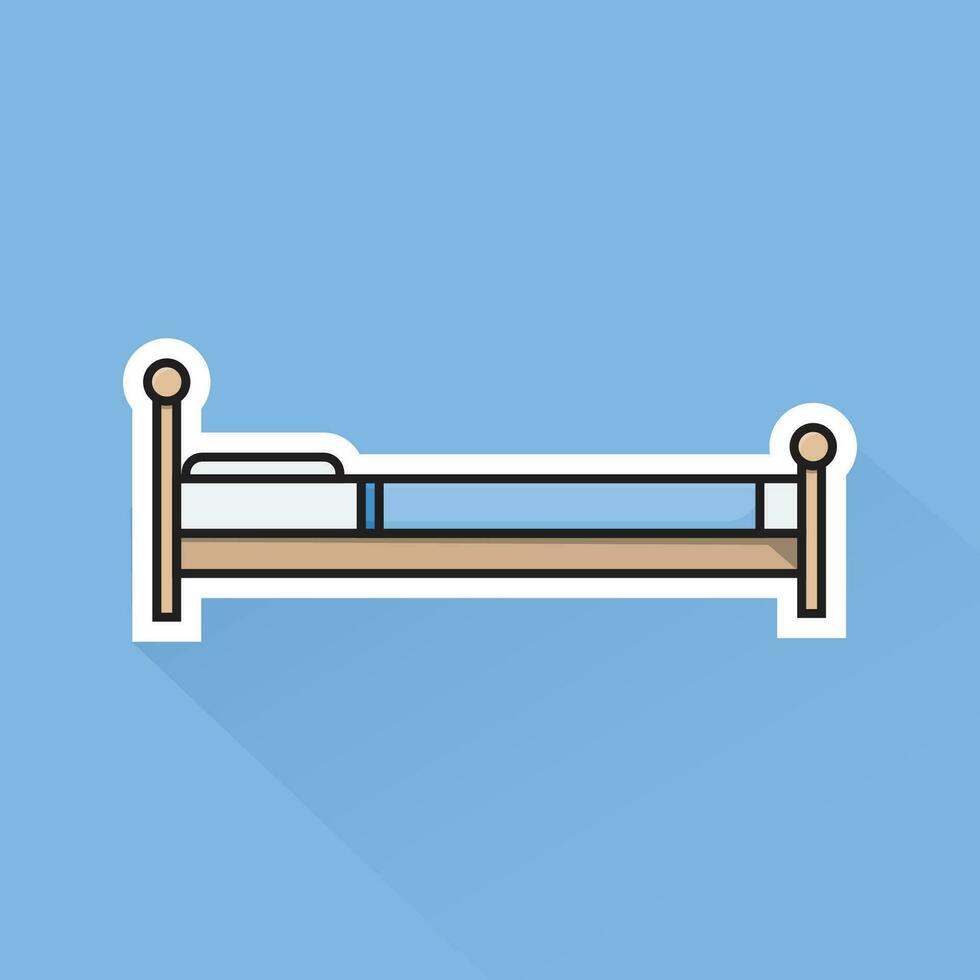 Illustration Vector of Blue Bed in Flat Design