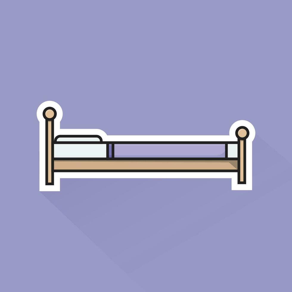 Illustration Vector of Purple Bed in Flat Design