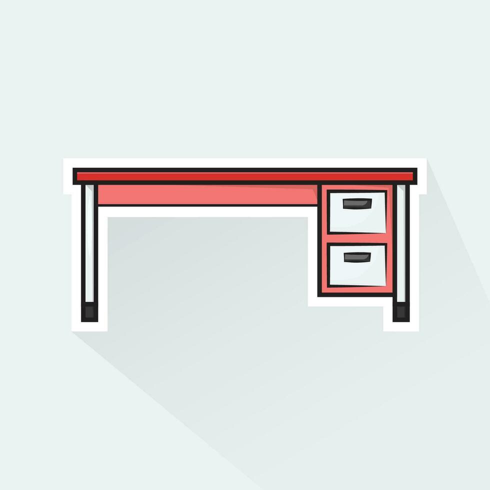 Illustration Vector of Red Office Desk in Flat Design