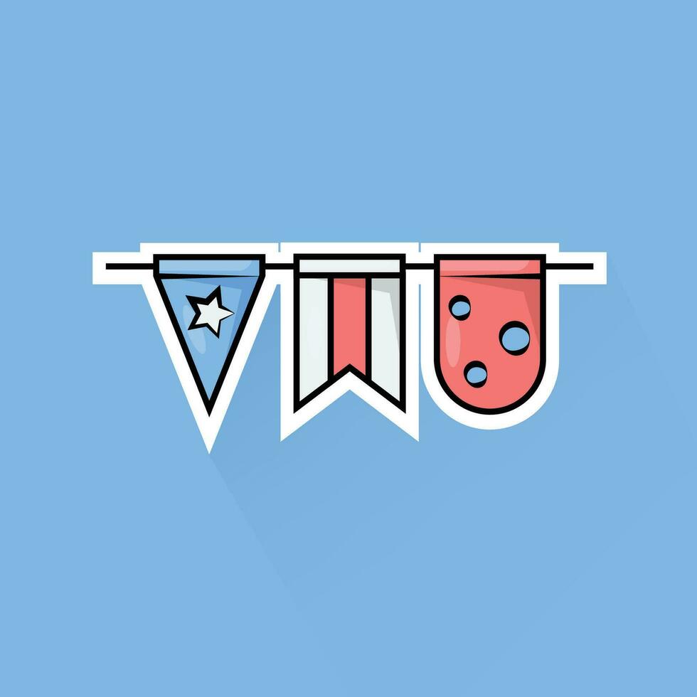 Illustration Vector of American Party Flag in Flat Design