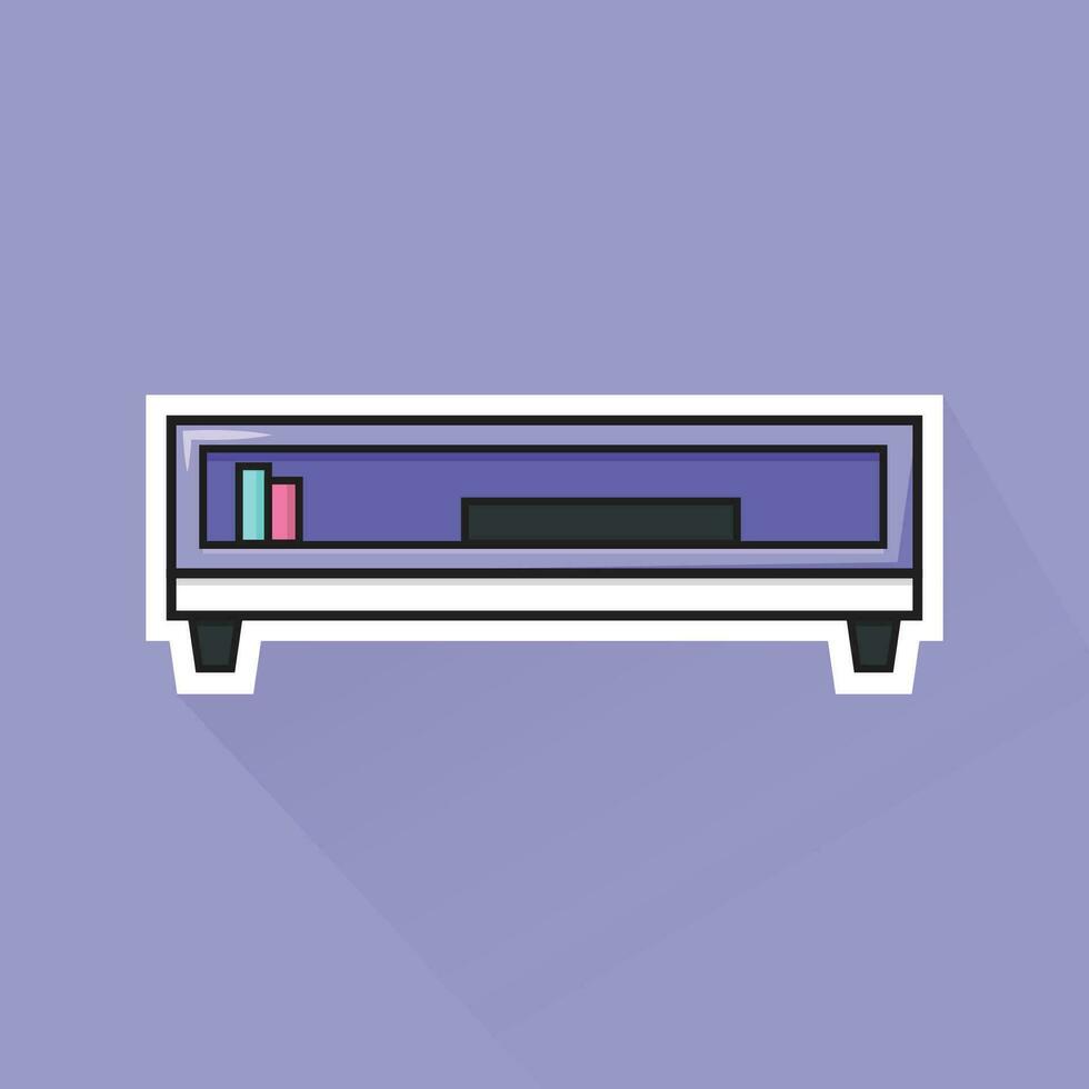 Illustration Vector of Purple TV Desk in Flat Design