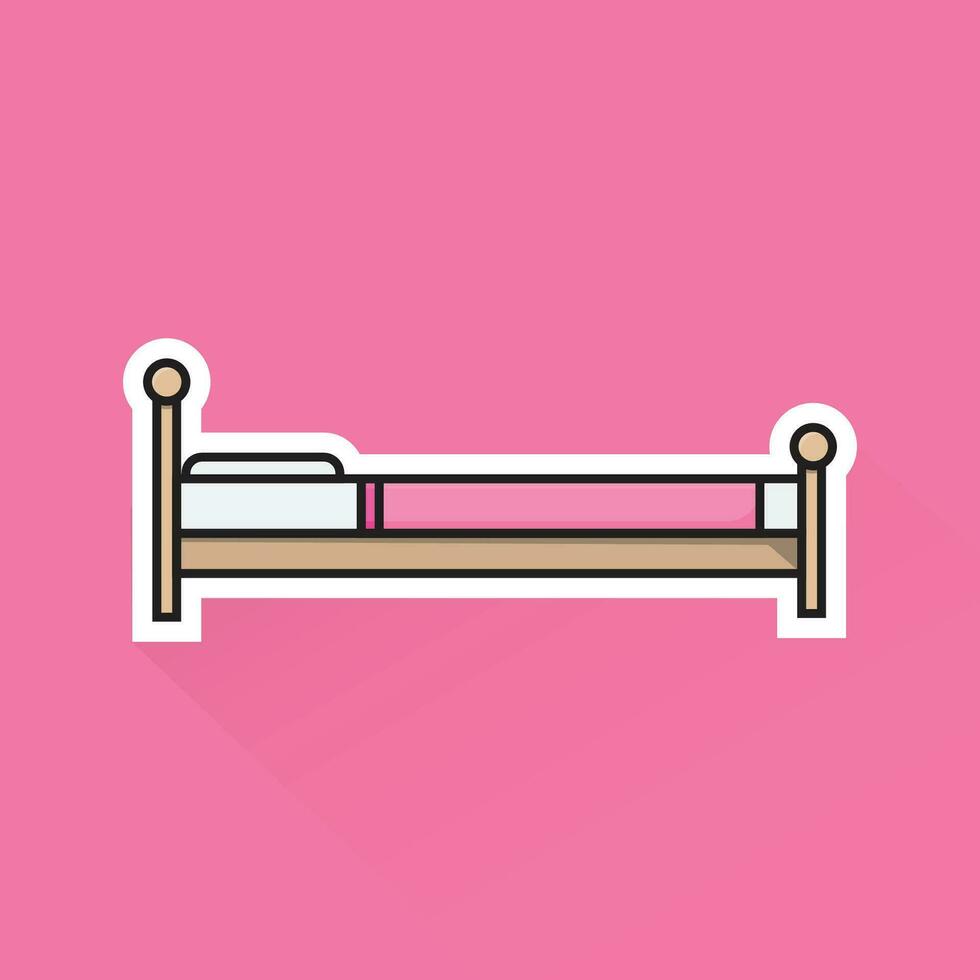 Illustration Vector of Pink Bed in Flat Design