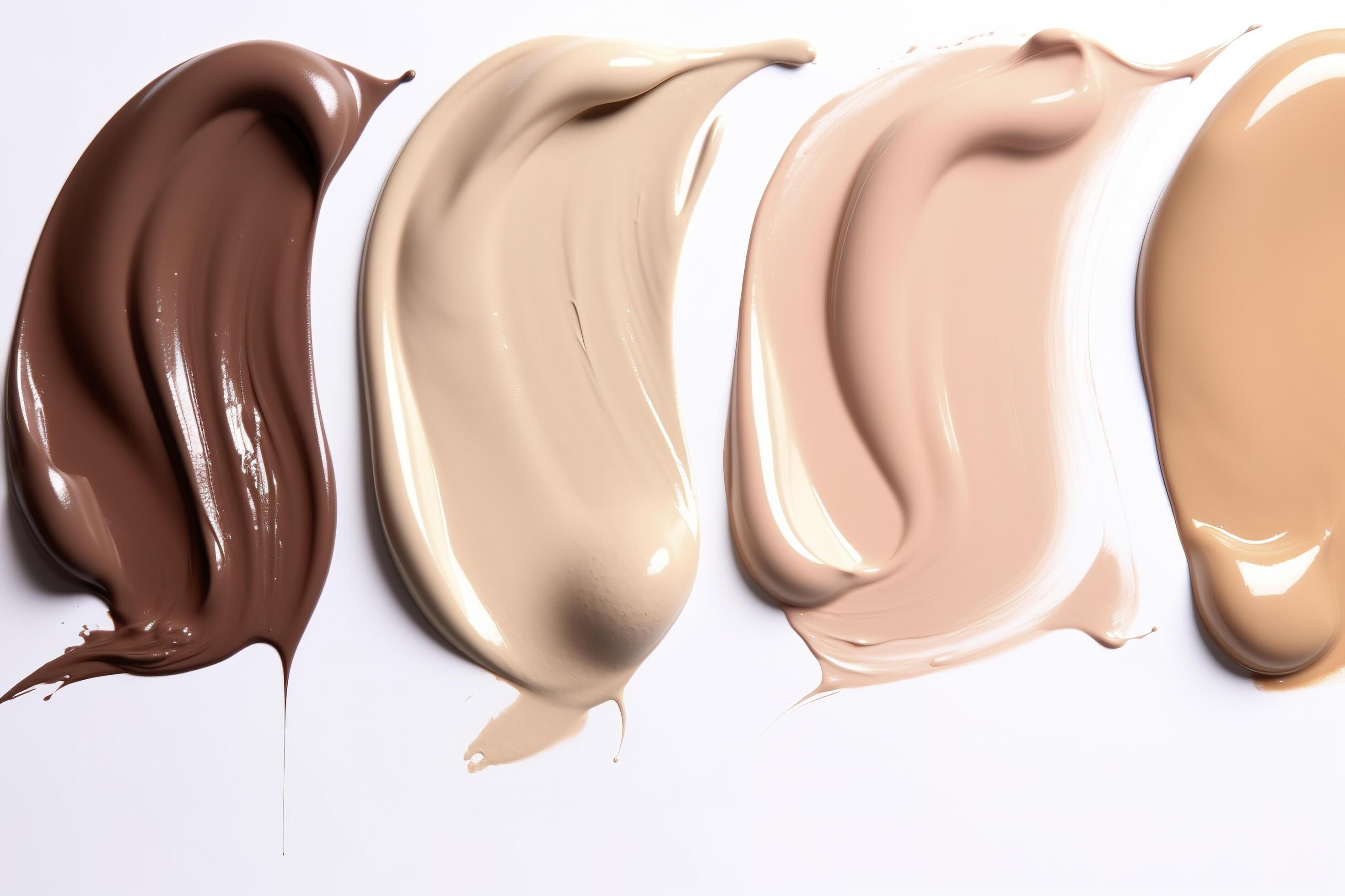 Make up foundation smears, different skin tones. BB, CC cream