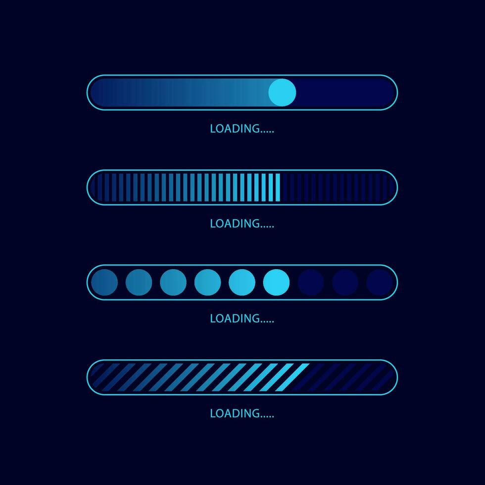 Vector set futuristic loading bar.