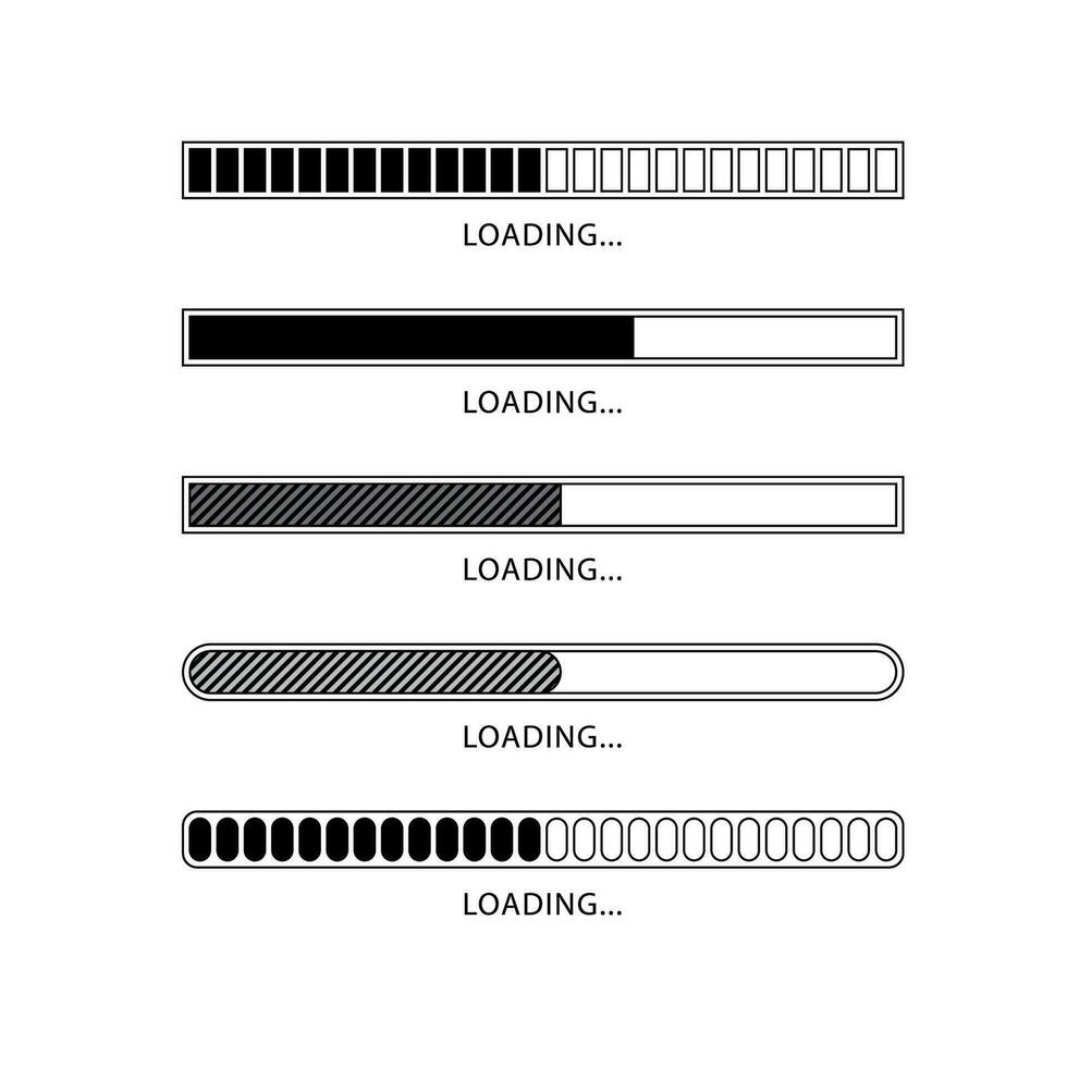 Vector set of loading progress icon.