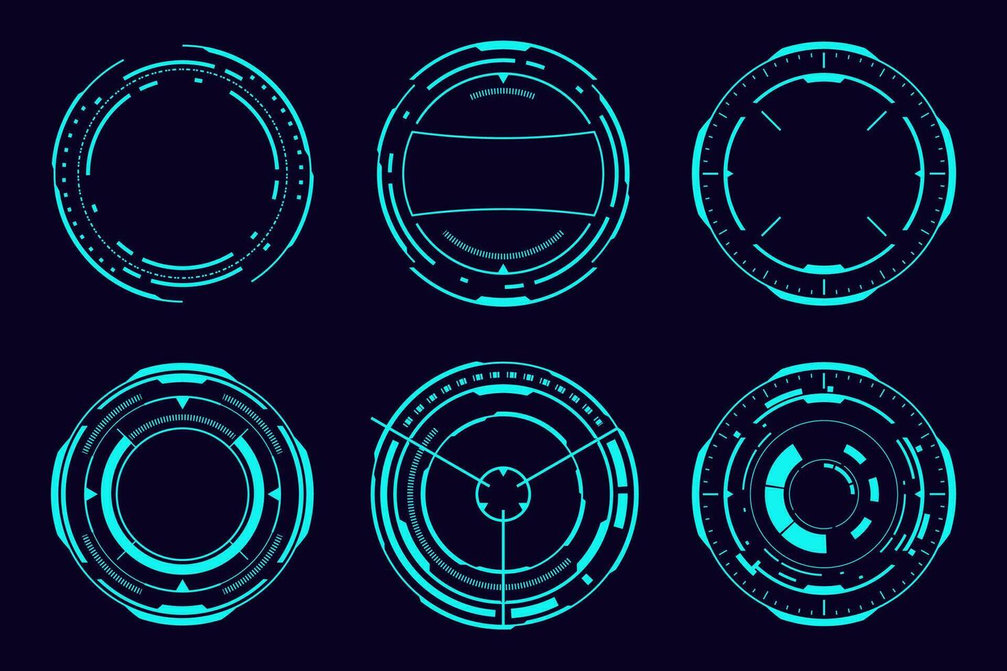 vector conjunto hud circulo elemento. ciencia ficción interfaz futurista óptico apuntar.