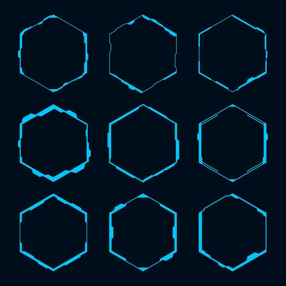 Vector HUD technology futuristic hexagon frame element.