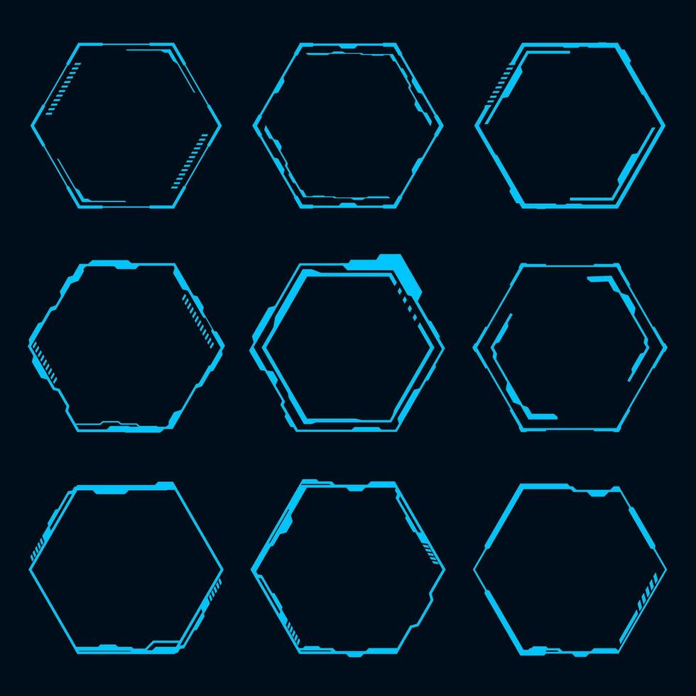 Vector futuristic hexagon element. HUD focus sci-fi circular design.