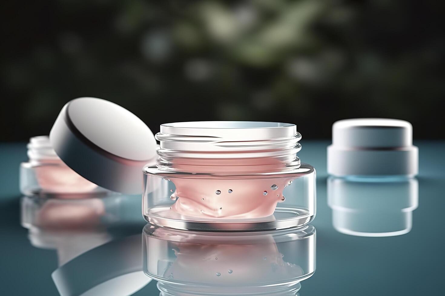 Cosmetic cream in a jar, colorful gel, cosmetic, skincare concept , photo