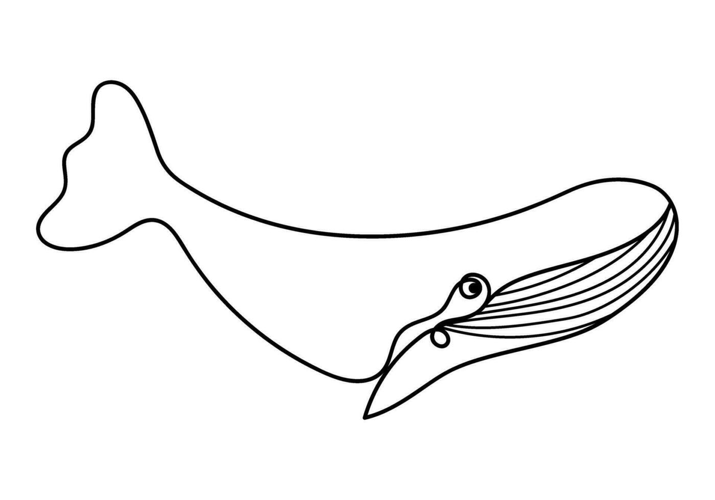 Whale line art illustration. Big blue whale simple vector illustration