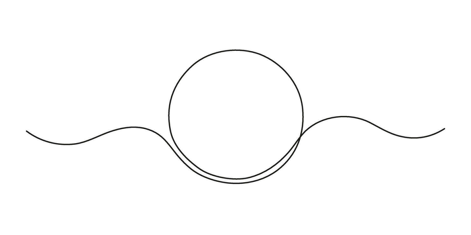 Circle frame continuous one line drawing. Border freehand single line