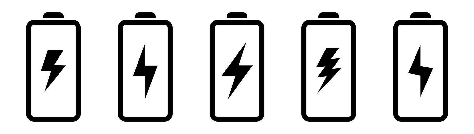 Battery icon with lightning bolt sign. Battery charging icon with lightning bolt symbol. vector