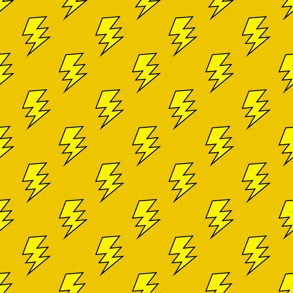 amarillo sin costura modelo con eléctrico relámpago pernos trueno vector sin costura patrón, fondo de pantalla. tornillo símbolo modelo.